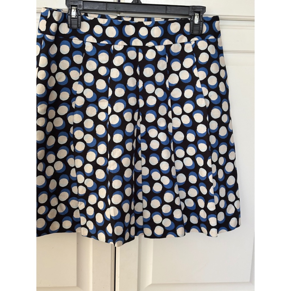 Ann Taylor Loft Blue Black White Geometric‎ Circle Print Skirt Size 6